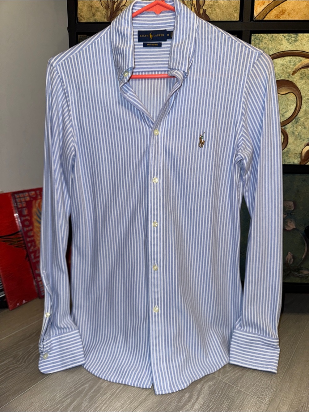 Ralph Lauren Women’s  Light Blue & White Striped Button-Up Shirt